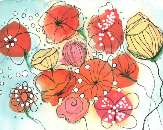 Whimsical Flowers 1 Print